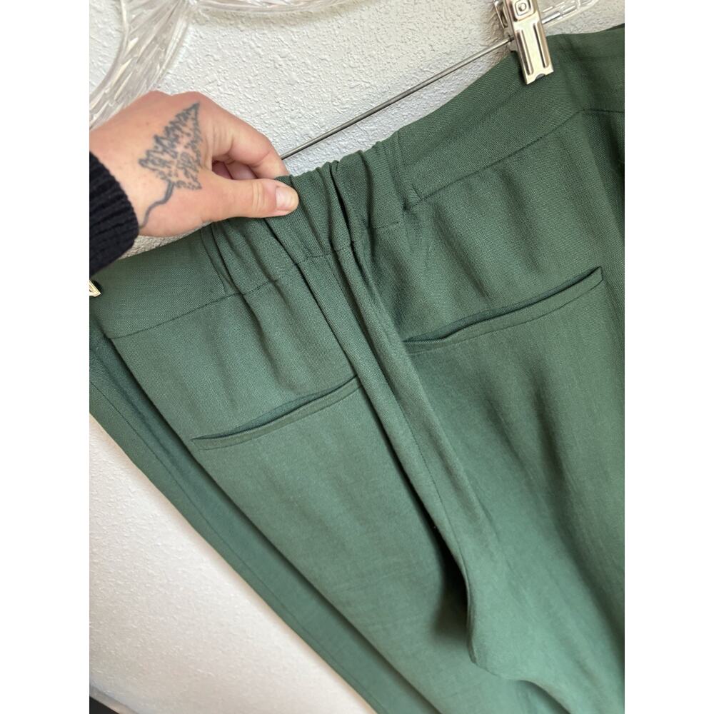 Veronica Beard Marbeau Wide Leg Voile Pleated High Rise Pants Green Size 16 NWOT - Picture 6 of 8